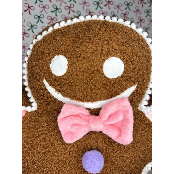 Peppermint Square Light Up Gingerbread Pillow - Picture 2 of 6